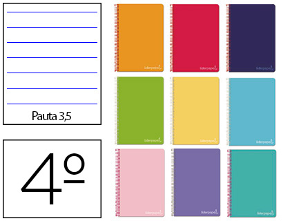 Cuaderno espiral Liderpapel Witty 4º tapa dura 80h 75g pauta 3,5mm. colores surtidos